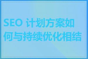 SEO 计划方案如何与持续优化相结合