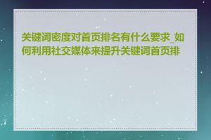 关键词密度对首页排名有什么要求_如何利用社交媒体来提升关键词首页排名