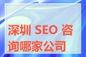 深圳 SEO 咨询哪家公司好