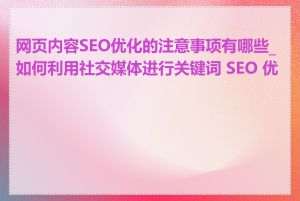 网页内容SEO优化的注意事项有哪些_如何利用社交媒体进行关键词 SEO 优化