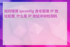 如何使用 ipconfig 命令管理 IP 地址配置_什么是 IP 地址冲突检测机制