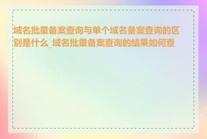 域名批量备案查询与单个域名备案查询的区别是什么_域名批量备案查询的结果如何查看