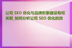 公司 SEO 优化与品牌形象建设有何关联_如何分析公司 SEO 优化的效果