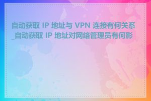 自动获取 IP 地址与 VPN 连接有何关系_自动获取 IP 地址对网络管理员有何影响