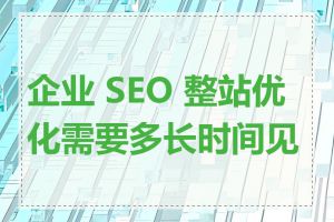 企业 SEO 整站优化需要多长时间见效