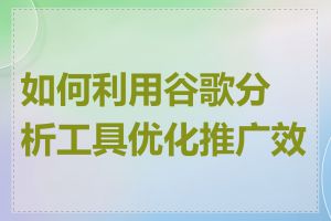 如何利用谷歌分析工具优化推广效果