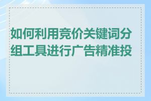 如何利用竞价关键词分组工具进行广告精准投放