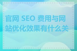 官网 SEO 费用与网站优化效果有什么关系