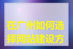 在广州如何选择网站建设方案