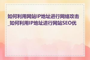 如何利用网站IP地址进行网络攻击_如何利用IP地址进行网站SEO优化