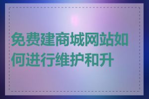 免费建商城网站如何进行维护和升级