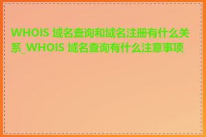 WHOIS 域名查询和域名注册有什么关系_WHOIS 域名查询有什么注意事项吗