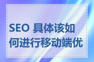 SEO 具体该如何进行移动端优化