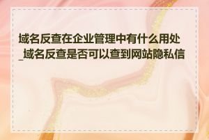 域名反查在企业管理中有什么用处_域名反查是否可以查到网站隐私信息