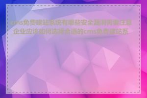 cms免费建站系统有哪些安全漏洞需要注意_企业应该如何选择合适的cms免费建站系统