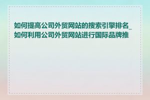 如何提高公司外贸网站的搜索引擎排名_如何利用公司外贸网站进行国际品牌推广