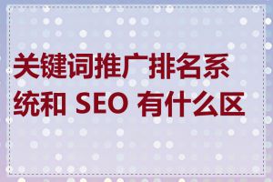 关键词推广排名系统和 SEO 有什么区别