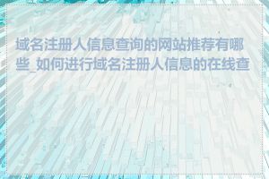 域名注册人信息查询的网站推荐有哪些_如何进行域名注册人信息的在线查询