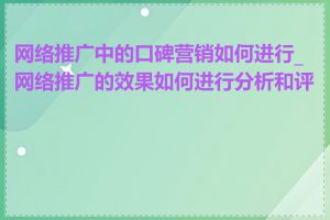 网络推广中的口碑营销如何进行_网络推广的效果如何进行分析和评估