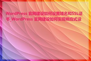 WordPress 官网建设如何设置域名和SSL证书_WordPress 官网建设如何实现响应式设计