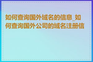 如何查询国外域名的信息_如何查询国外公司的域名注册信息