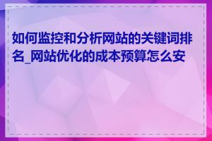 如何监控和分析网站的关键词排名_网站优化的成本预算怎么安排