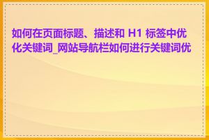 如何在页面标题、描述和 H1 标签中优化关键词_网站导航栏如何进行关键词优化