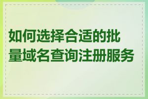 如何选择合适的批量域名查询注册服务商