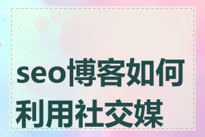 seo博客如何利用社交媒体