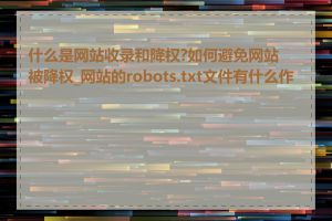 什么是网站收录和降权?如何避免网站被降权_网站的robots.txt文件有什么作用