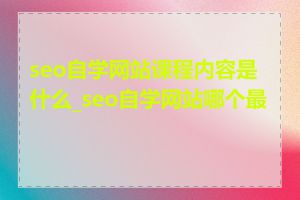 seo自学网站课程内容是什么_seo自学网站哪个最好