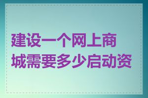 建设一个网上商城需要多少启动资金