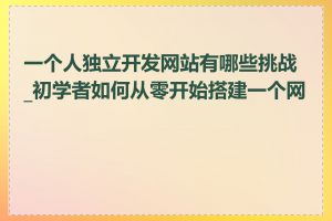 一个人独立开发网站有哪些挑战_初学者如何从零开始搭建一个网站