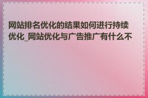 网站排名优化的结果如何进行持续优化_网站优化与广告推广有什么不同