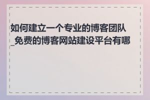 如何建立一个专业的博客团队_免费的博客网站建设平台有哪些