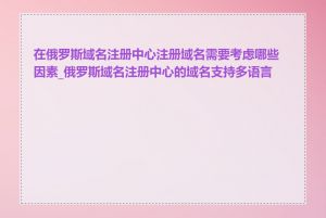 在俄罗斯域名注册中心注册域名需要考虑哪些因素_俄罗斯域名注册中心的域名支持多语言吗