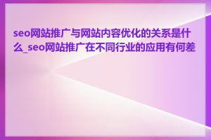 seo网站推广与网站内容优化的关系是什么_seo网站推广在不同行业的应用有何差异