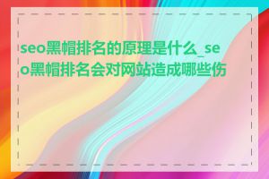 seo黑帽排名的原理是什么_seo黑帽排名会对网站造成哪些伤害