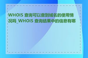 WHOIS 查询可以查到域名的使用情况吗_WHOIS 查询结果中的信息有哪些