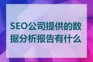 SEO公司提供的数据分析报告有什么用