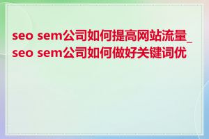 seo sem公司如何提高网站流量_seo sem公司如何做好关键词优化