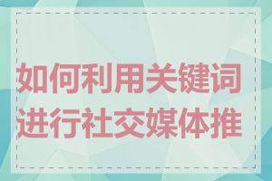 如何利用关键词进行社交媒体推广