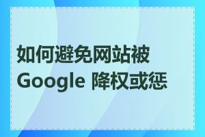 如何避免网站被 Google 降权或惩罚