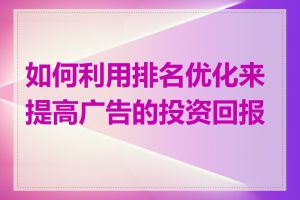 如何利用排名优化来提高广告的投资回报率