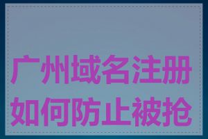 广州域名注册如何防止被抢注