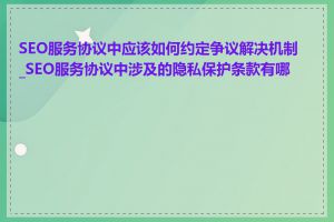 SEO服务协议中应该如何约定争议解决机制_SEO服务协议中涉及的隐私保护条款有哪些