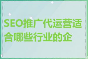 SEO推广代运营适合哪些行业的企业