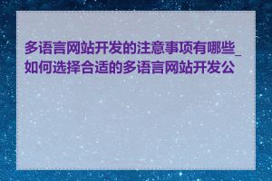 多语言网站开发的注意事项有哪些_如何选择合适的多语言网站开发公司