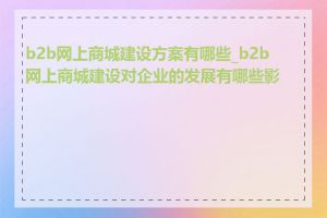 b2b网上商城建设方案有哪些_b2b网上商城建设对企业的发展有哪些影响