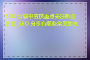 SEO 分享中应该重点关注哪些方面_SEO 分享有哪些常见的方法